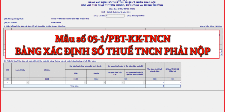 Mẫu số 05-1/PBT-KK-TNCN Bảng xác định số thuế thu nhập cá nhân phải nộp theo TT 80/2021