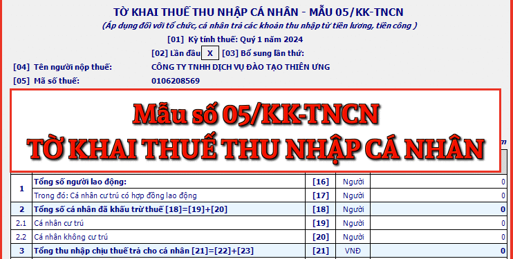 Mẫu số 05/KK-TNCN Tờ khai thuế thu nhập cá nhân theo TT 80/2021