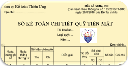 Mẫu sổ kế toán chi tiết quỹ tiền mặt theo Thông tư 133 và 200