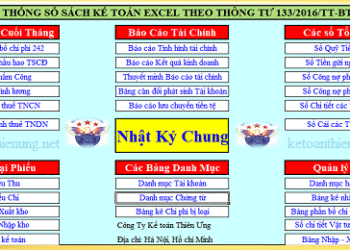 Mẫu sổ sách kế toán Excel theo Thông tư 133 và 200