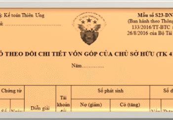 Mẫu Sổ theo dõi chi tiết vốn góp của chủ sở hữu theo TT 133 và 200