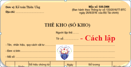 Mẫu Thẻ kho (Sổ kho) theo Thông tư 133 và 200