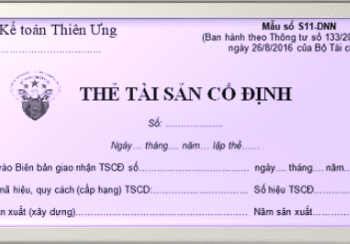 Mẫu Thẻ Tải sản cố định theo Thông tư 133 và 200