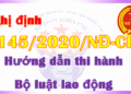 Nghị định 145/2020/NĐ-CP hướng dẫn thi hành Luật lao động