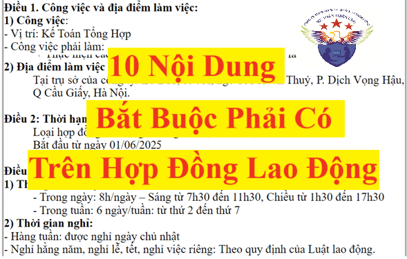 Các nội dung bắt buộc phải có trong hợp đồng lao động