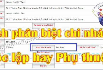 Cách kiểm tra chi nhánh hạch toán độc lập hay phụ thuộc