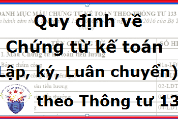 Quy định về chứng từ kế toán theo Thông tư 133