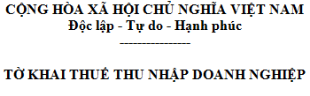 Tờ khai thuế thu nhập doanh nghiệp mẫu 08/TNDN