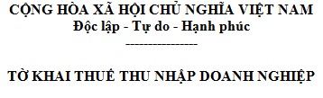 Tờ khai thuế thu nhập doanh nghiệp mẫu 08/TNDN