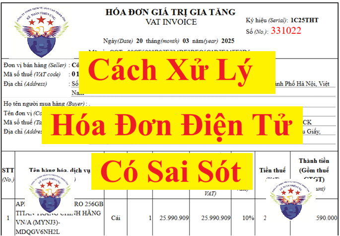 Cách xử lý hóa đơn sai sót