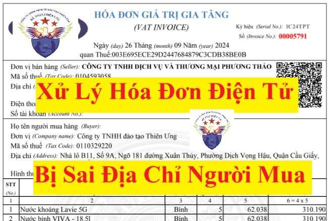 Xử lý hóa đơn điện tử sai địa chỉ người mua