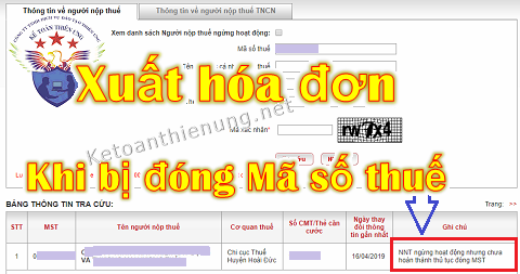 Xuất hóa đơn khi bị đóng Mã số thuế, cưỡng chế
