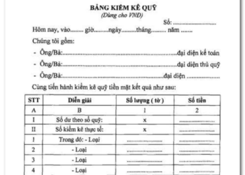 Mẫu số 08a – TT Bảng kiểm kê quỹ tiền Việt Nam Đồng theo Thông tư 99