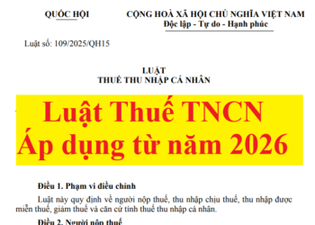 Luật Thuế TNCN số 109/2025/QH15 áp dụng từ năm 2026