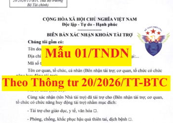 Mẫu 01/TNDN theo Thông tư số 20/2026 biên bản xác nhận tài trợ