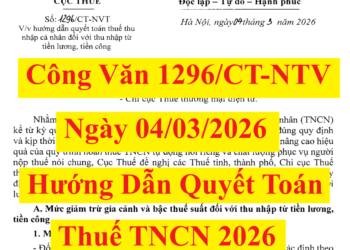 Công văn hướng dẫn quyết toán thuế TNCN 2026 cho năm 2025