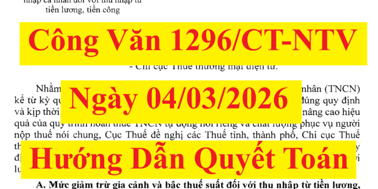 Công văn hướng dẫn quyết toán thuế TNCN 2026 cho năm 2025
