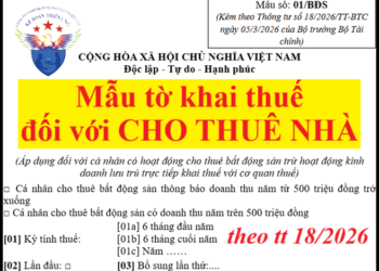 Hồ sơ kê khai thuế của hộ cá nhân kinh doanh 2026 theo TT 18