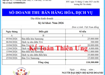 Mẫu số S1a-HKD theo Thông tư 152 Sổ doanh thu bán hàng