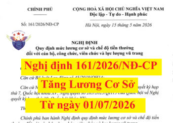 Nghị định 161/2026/NĐ-CP tăng lương cơ sở từ 01/07/2026